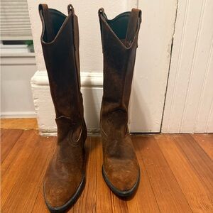 Women Brown Leather Suede Boots